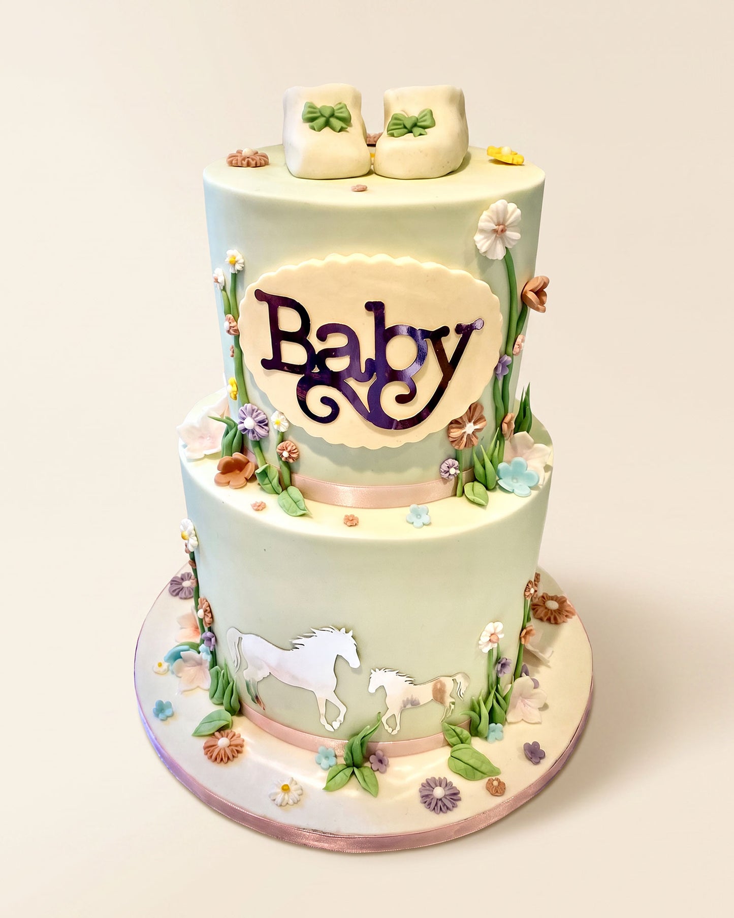 Baby Shower Two-Tier Fondant Cake
