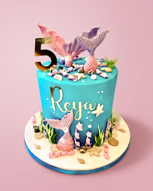 Blue & Purple Mermaid Birthday Cake