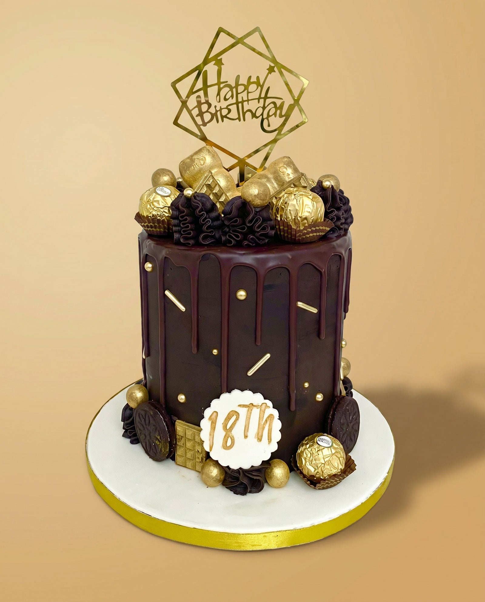 Midnight chocolate ganache drip cake with dark chocolate glaze, handmade by Daisy Mud Pie in Brentwood, Essex